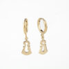 Pendientes de aro con colgante plata de ley 925 Oro amarillo - Imagen 2