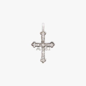 Colgante SANTINA Cruz de la Victoria grande de Oro blanco 18kt. con Diamantes