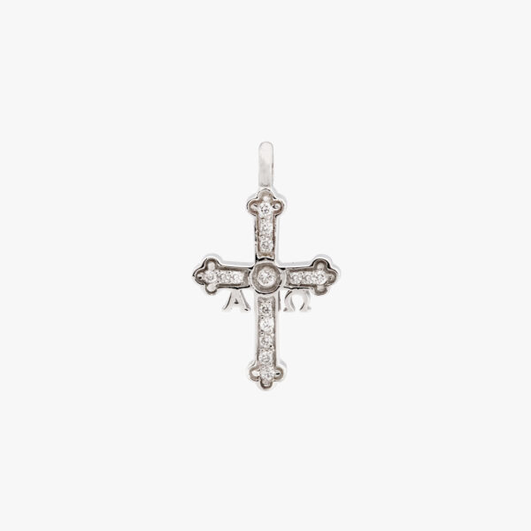 Colgante SANTINA Cruz de la Victoria grande de Oro blanco 18kt. con Diamantes