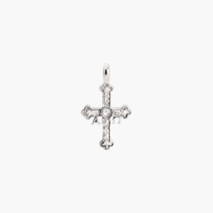 Colgante SANTINA Cruz de la Victoria mediano de Oro blanco 18kt. con Diamantes