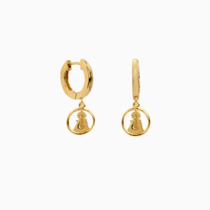 Pendientes de aro con colgante plata de ley 925 Oro amarillo