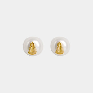 Pendientes de Perla con SANTINA plata de ley 925 con recubrimiento de Oro amarillo 18kt. tamaño grande