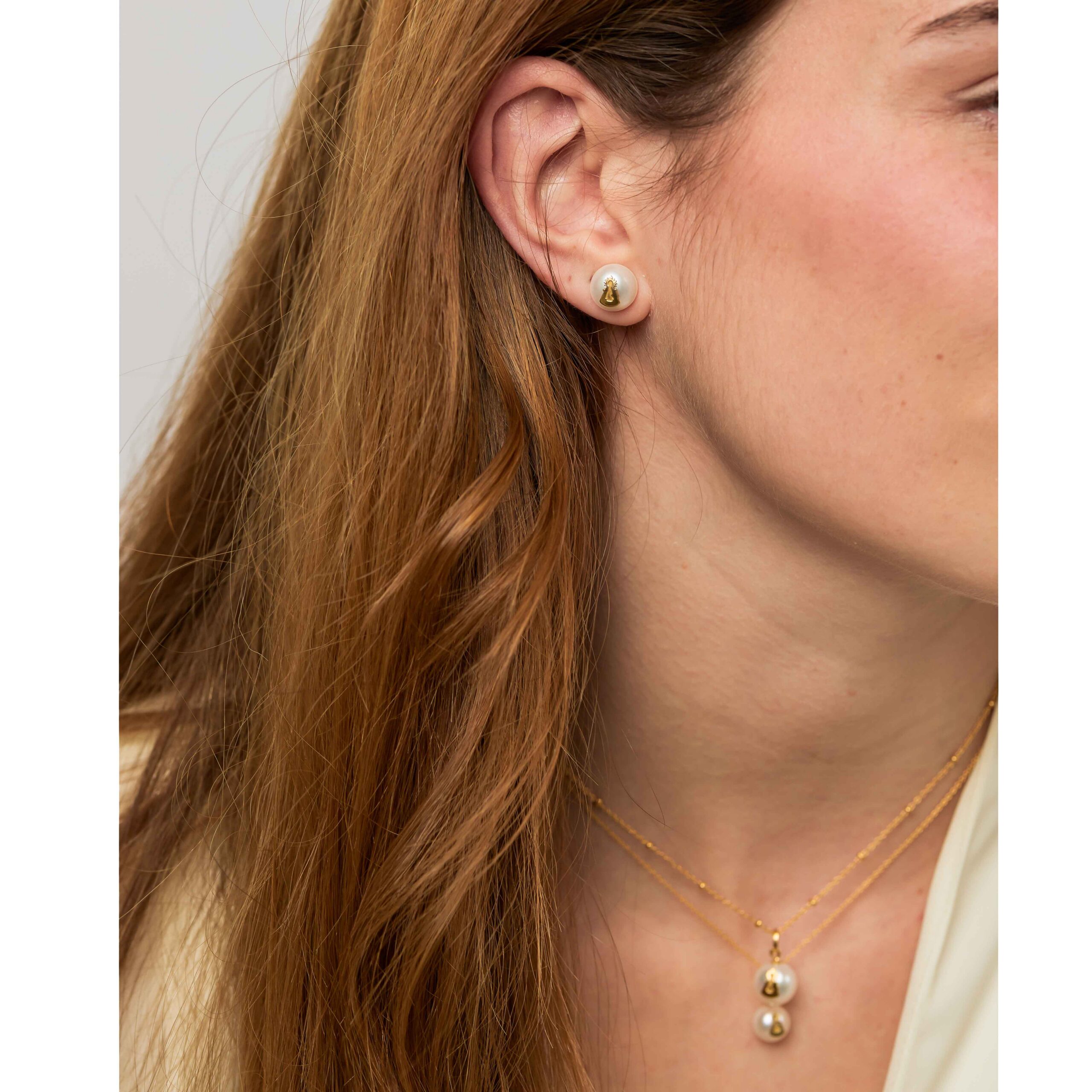 Collar Perla con SANTINA plata de ley 925 con recubrimiento de Oro amarillo de 18kt. tamaño grande - Imagen 2